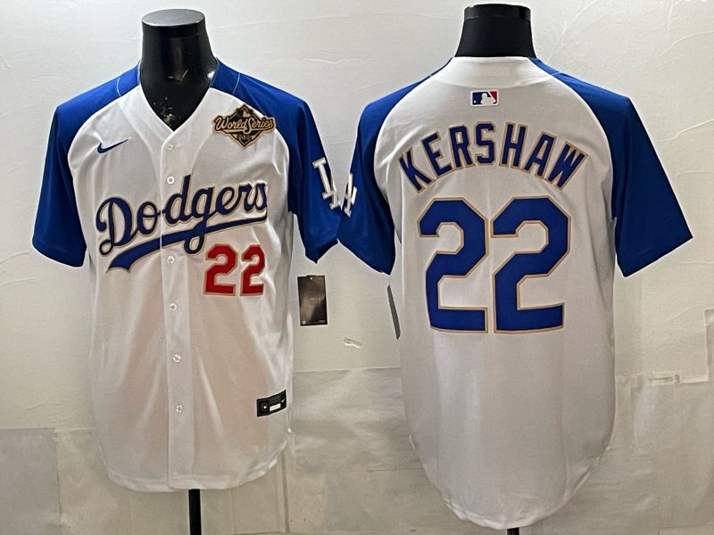 Men Los Angeles Dodgers #22 Kershaw White blue Game 2026 Nike MLB Jersey style 0067